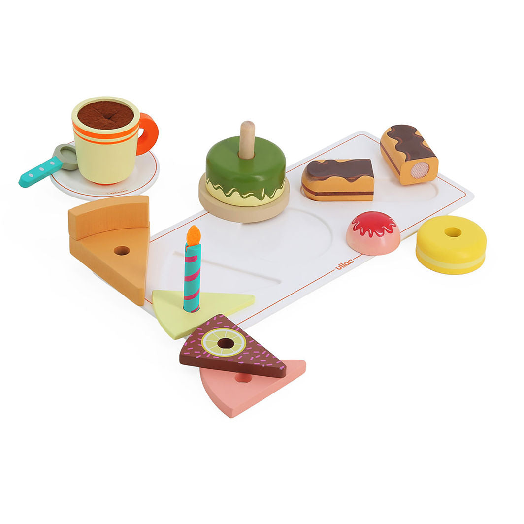 Vilac Wooden Play Food Set, Gourmet Café