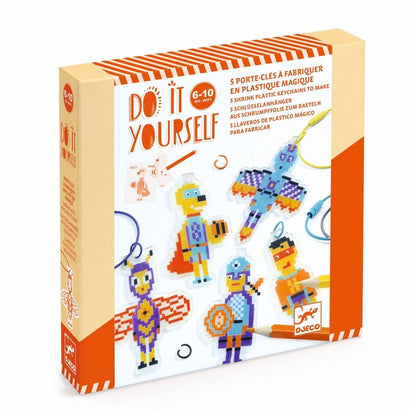 Djeco DIY, krympeplast - Pixel superhelte