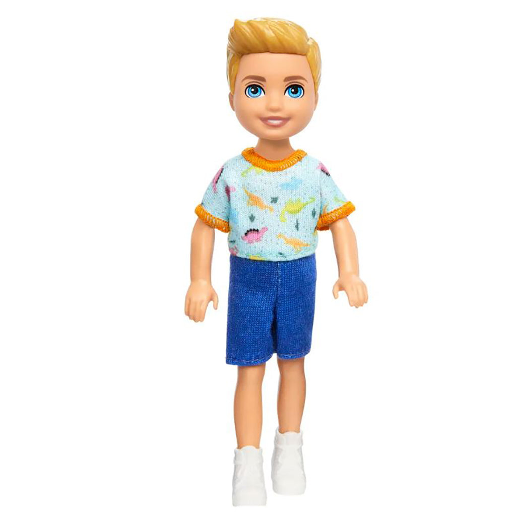 Barbie Chelsea Boy Doll, Blue Shorts and T-Shirt with Dinosaur