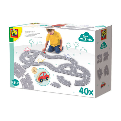 SES Creative, Felt Road Playset with Car – 40 Pieces