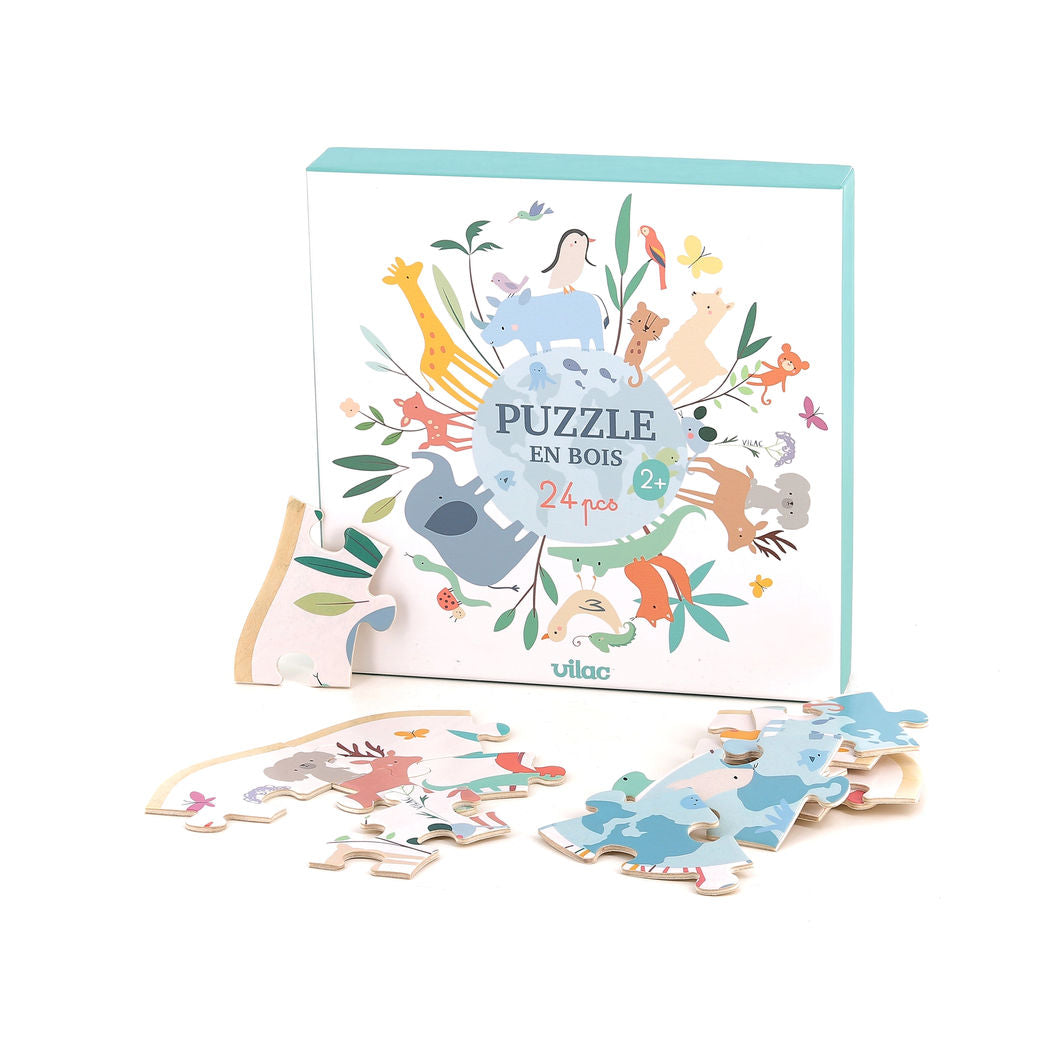 Vilac Wooden Jigsaw Puzzle, 24 Pieces, World