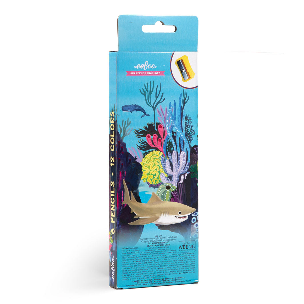 eeBoo 6 Jumbo Color Pencils, Sea Life Edition