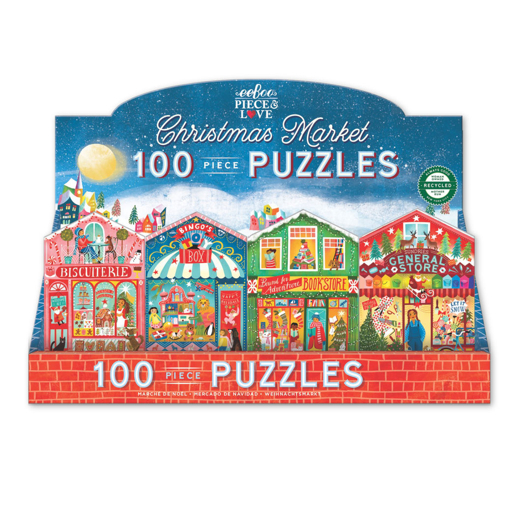 eeBoo Puzzle 100 Pieces, Christmas Market - Assorted Designs