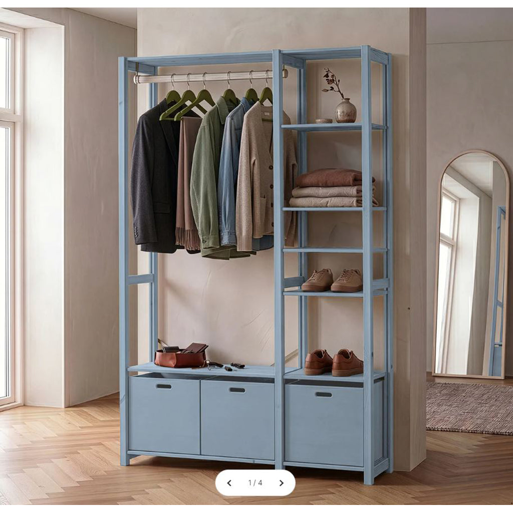By Aulum Elsø shelf with 3 storage boxes, Himalayan Blue