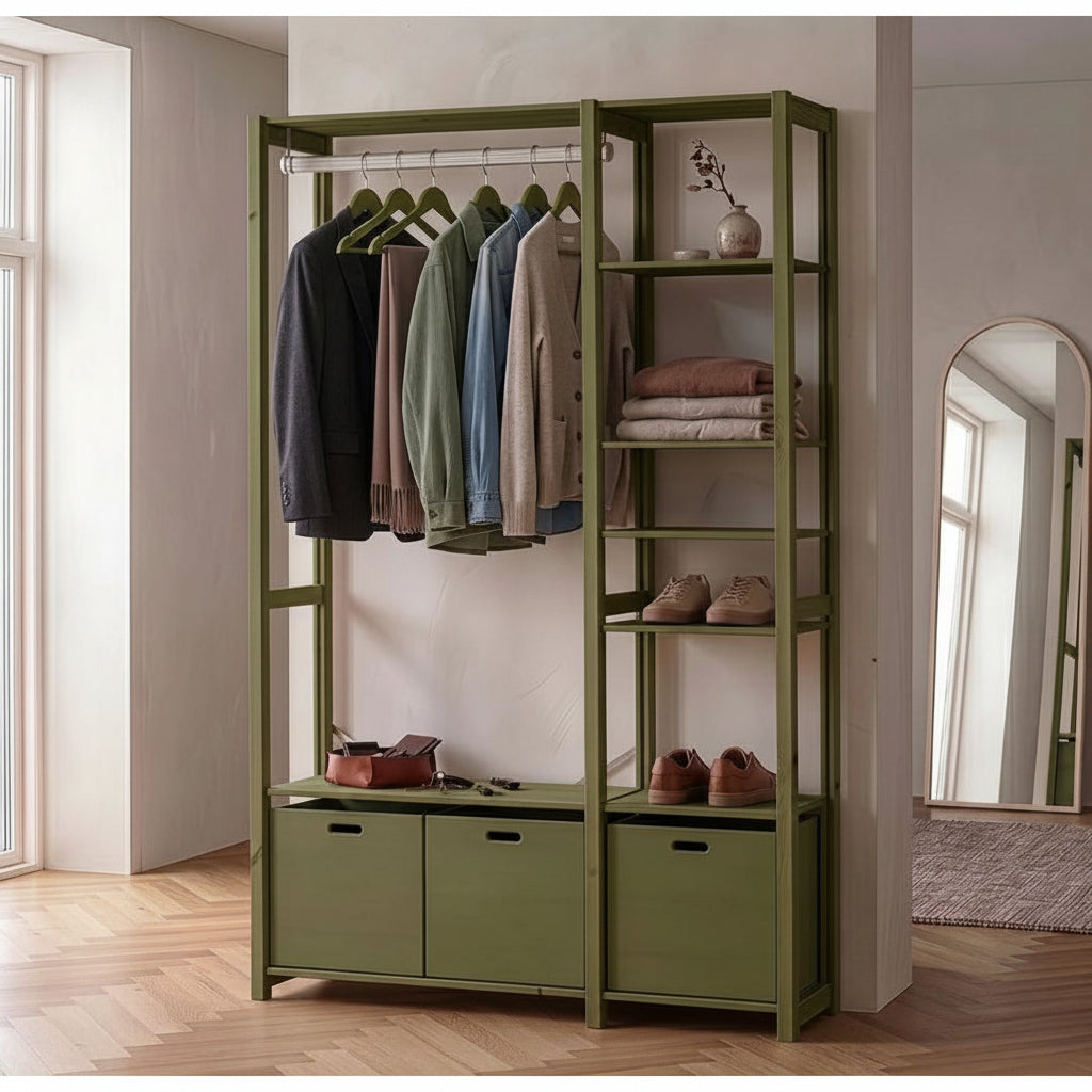 By Aulum Elsø reol m. 3 opbevaringskasser, Olive