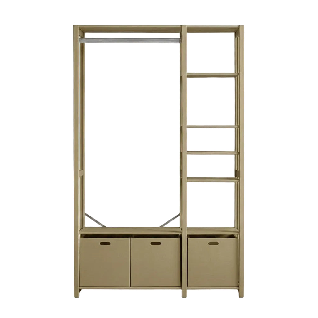 By Aulum Elsø reol m. 3 opbevaringskasser, Olive set forfra