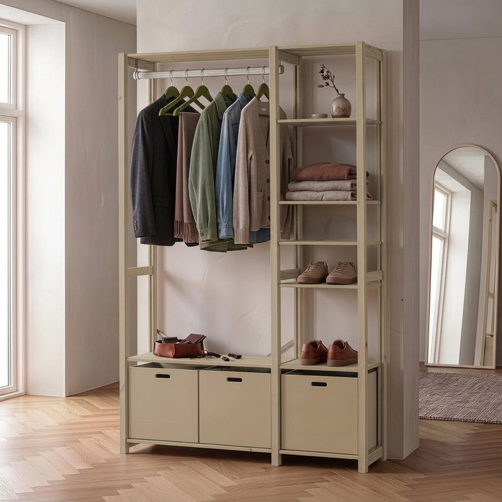 By Aulum Elsø Shelf with 3 Storage Boxes, Sand