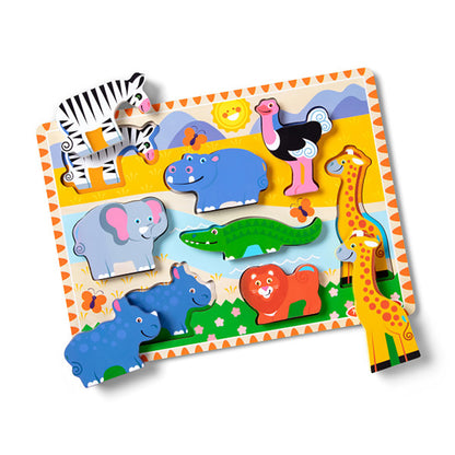 Melissa &amp; Doug Wooden Puzzle with Large Pieces, Safari - 8 Pieces