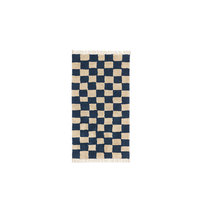 ferm Living Mara Washable Rug, Deep Blue/Warm Sand – 80 x 150 cm