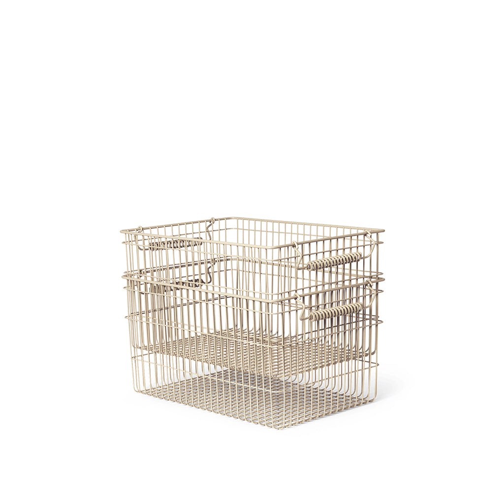 ferm Living Wire Baskets, Cala Stackable Baskets, Set of 2 - Cashmere