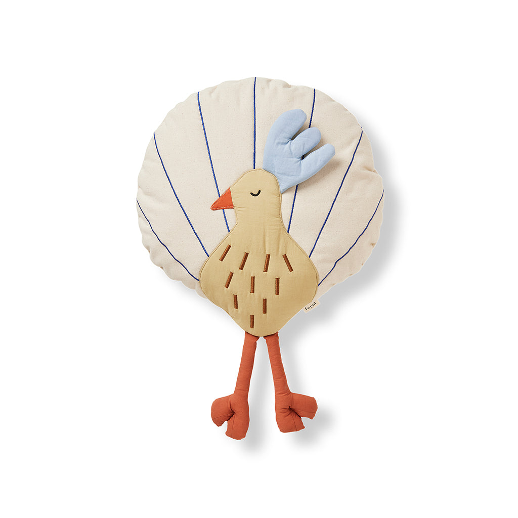 ferm Living Cushion, Peacock - Undyed/Silver Fern