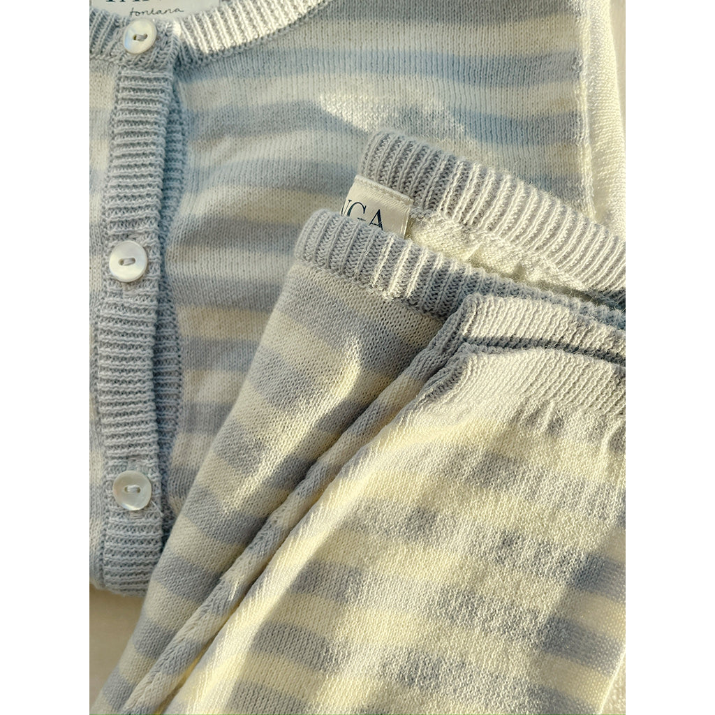 Fanga Fontana Venti Baby Cardigan, Organic, Gray Dawn – Ages 1–9 months