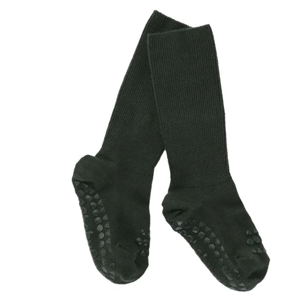 GoBabyGo Non-Slip Bamboo Socks with Rubber Grips – Forest Green