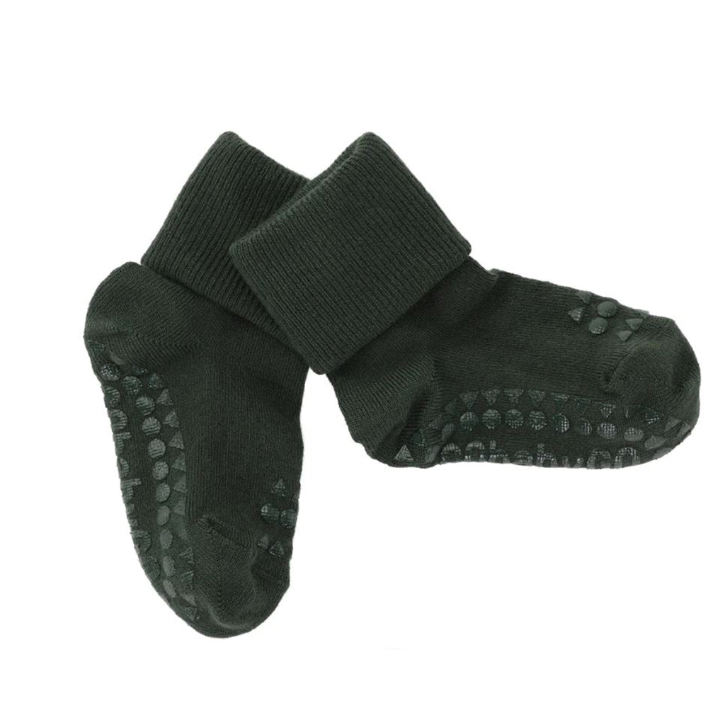 GoBabyGo Non-Slip Bamboo Socks with Rubber Grips – Forest Green