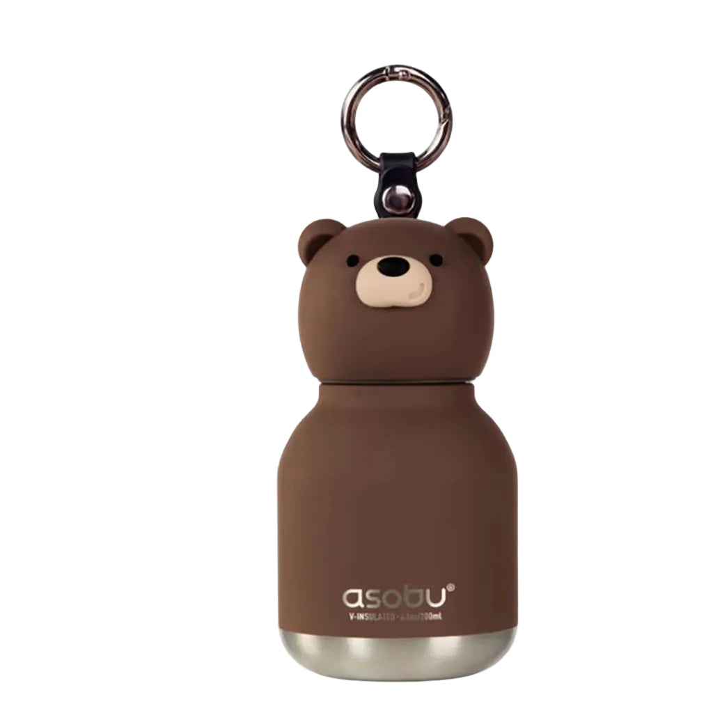 Asobu Bestie Mini Thermo Drink Bottle with Keychain, 200 ml – Brown Bear
