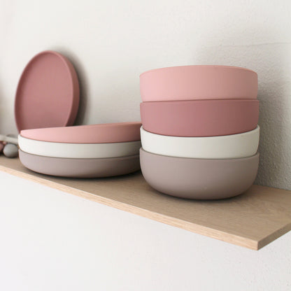 Cam Cam Deep Plate Set, 2-Pack, Flower Bowls - Earth Mix