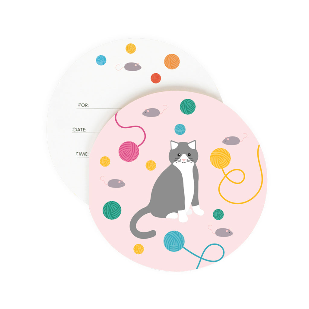 My Little Day Round Invitations, Set of 8 - Cat Theme