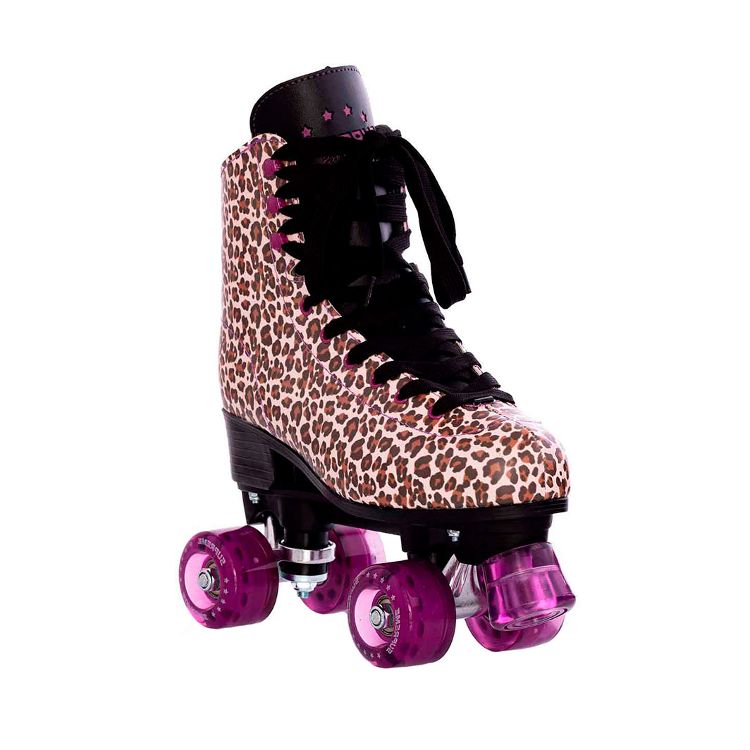 Supreme Rollers, Side-by-Side Roller Skates, Del Rey Leopard – Sizes 31–42