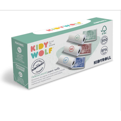 Kidywolf Kidyprint color, print rolls in 3 different colors