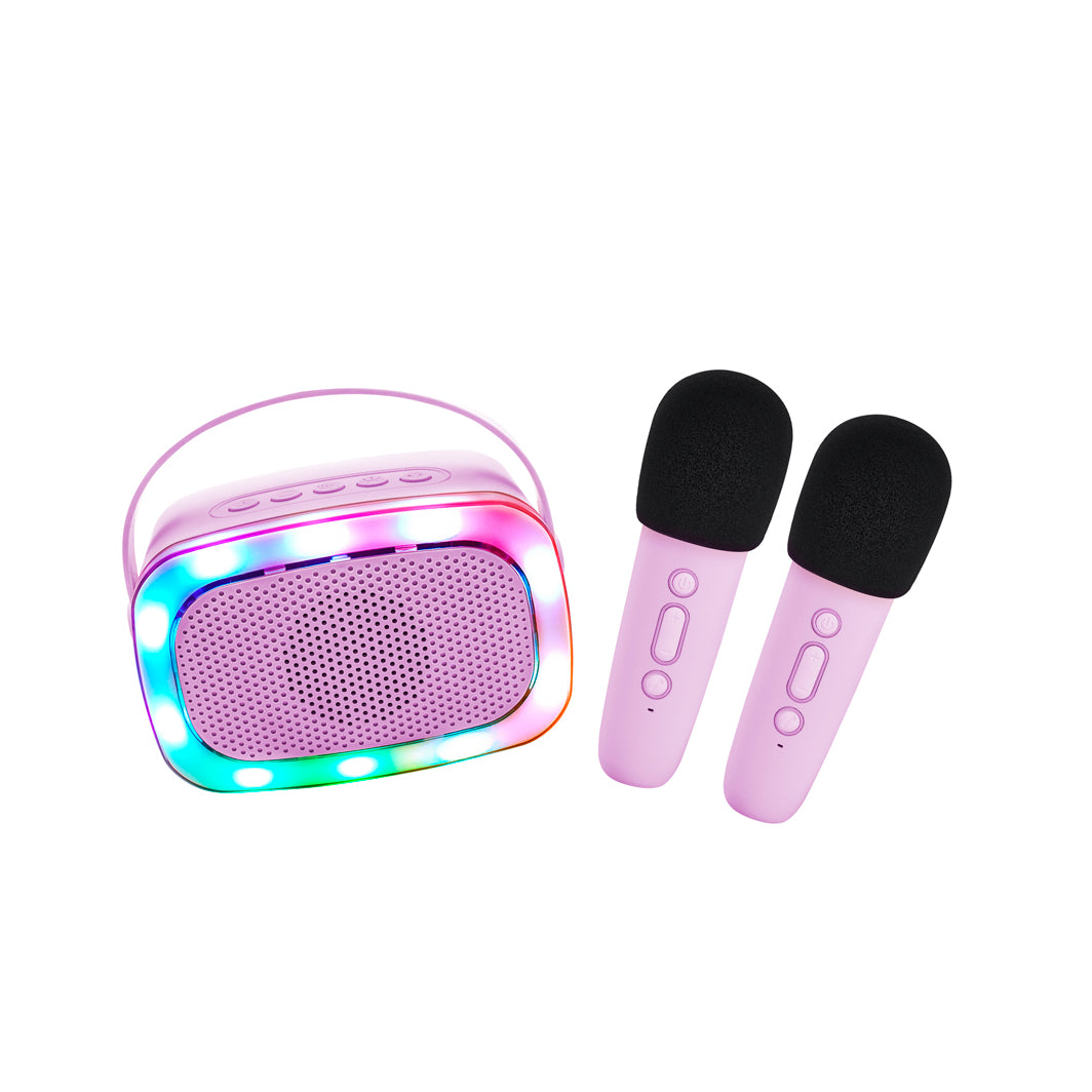Lalarma Karaoke Speaker with Lights and 2 Microphones, Purple
