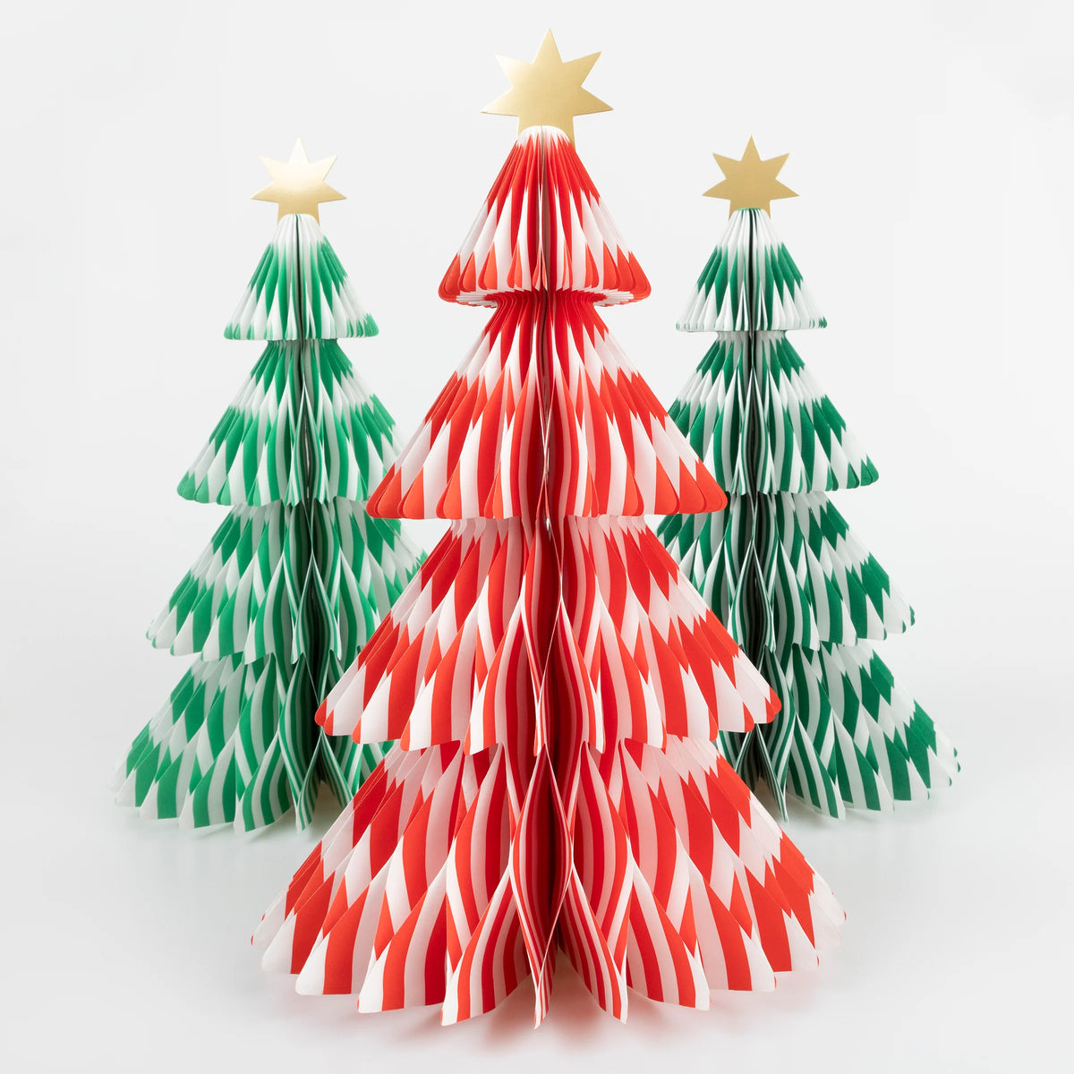 Meri Meri Paper Christmas Trees, Stripe Paper Honeycomb Trees, 3 pcs.