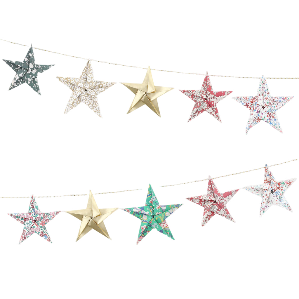 Meri Meri x Liberty guirlande, Origami-stjerner - 0,9 m