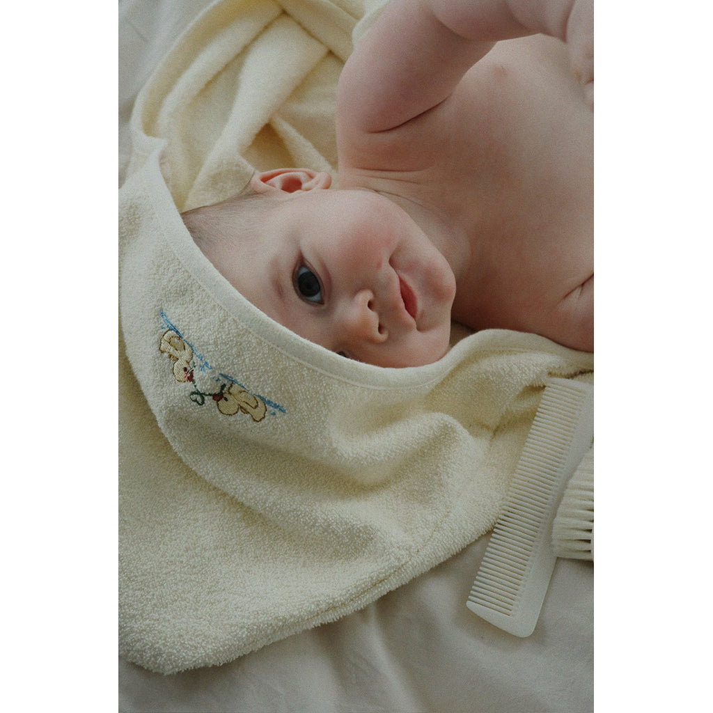 Fanga Fontana Figo Baby Hooded Towel, GOTS - Antique White