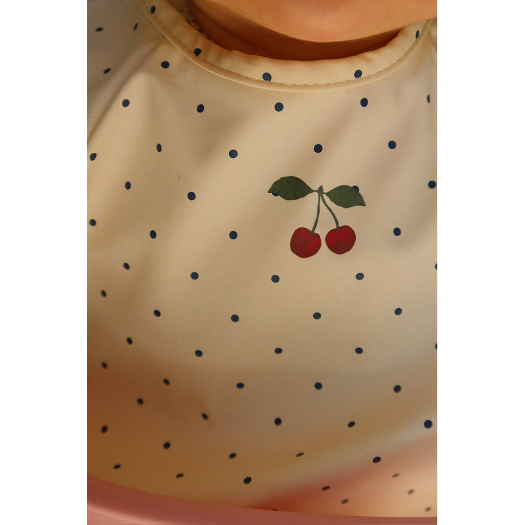 Konges Sløjd Dinner Bib with Sleeves, 6 months - 3 years - Navy Dot/Rain Washed