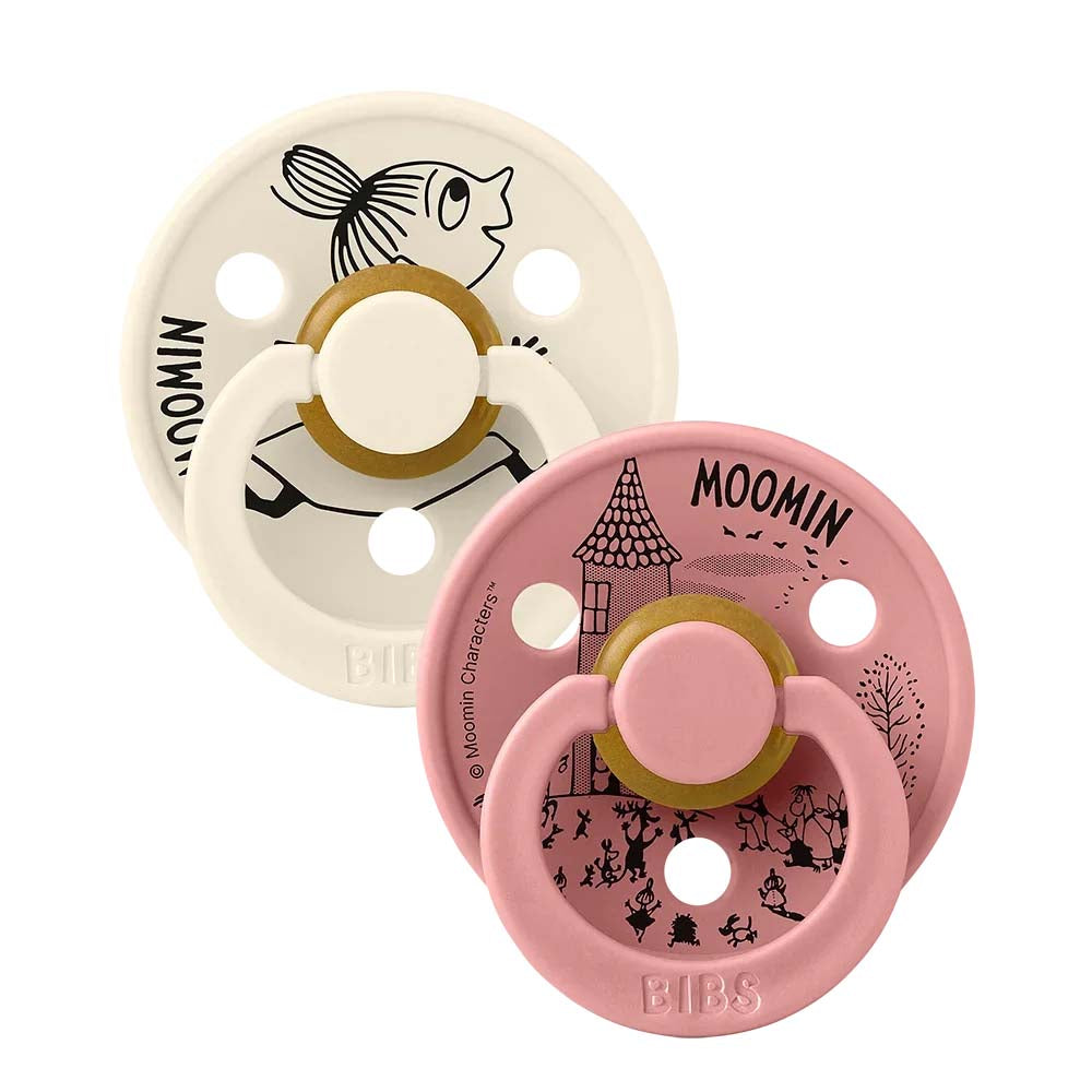 Bibs x Moomin Natural Rubber Pacifiers, Size 2 – Little My Ivory/Dusty Pink
