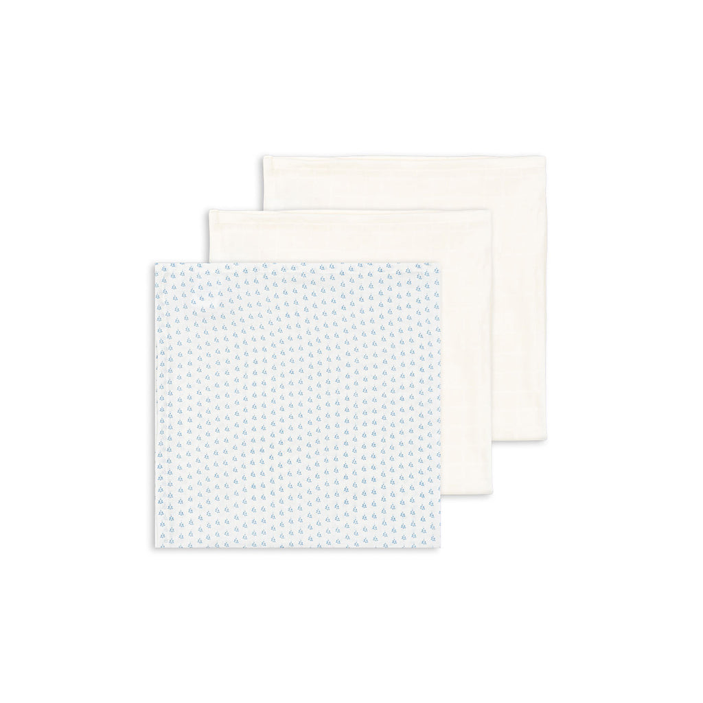 Fanga Fontana Bellini Muslin Cloth, Organic, 3-Pack - Punto Blue
