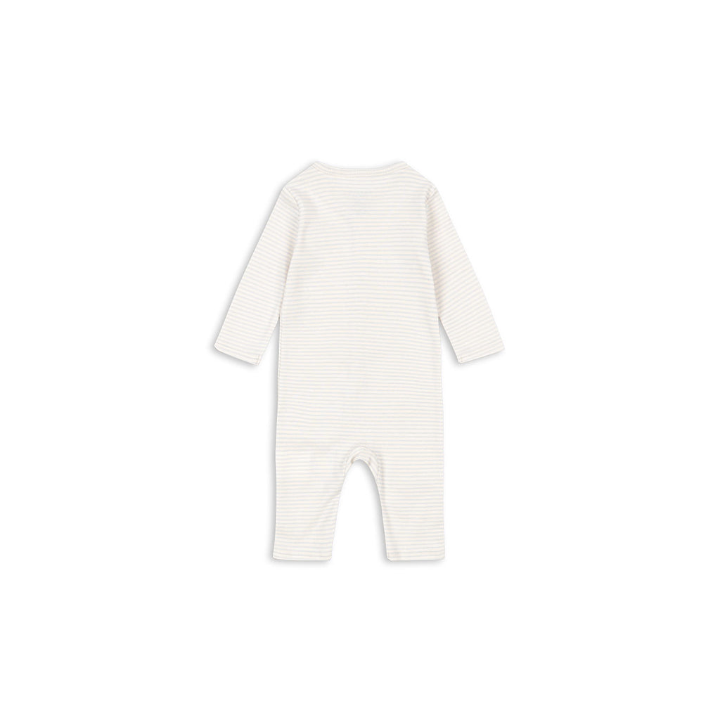 Fanga Fontana Fio Bodystocking with Long Sleeves, Tea Stripe Gray Dawn - Size 1-6 Months