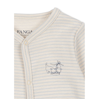 Fanga Fontana Fio Bodystocking with Long Sleeves, Tea Stripe Gray Dawn - Size 1-6 Months