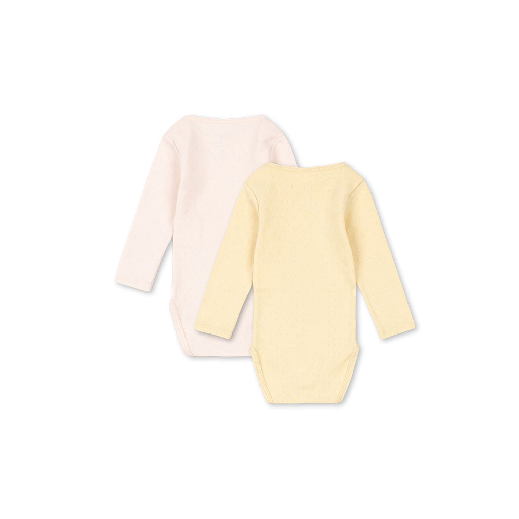 Fanga Fontana Perla bodystocking m. lange ærmer, 2-pak - Banana crepe/creole pink - str. 0-9 mdr.