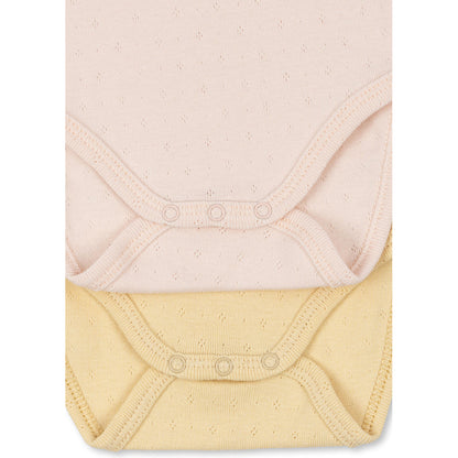 Fanga Fontana Perla bodystocking m. lange ærmer, 2-pak - Banana crepe/creole pink - str. 0-9 mdr.