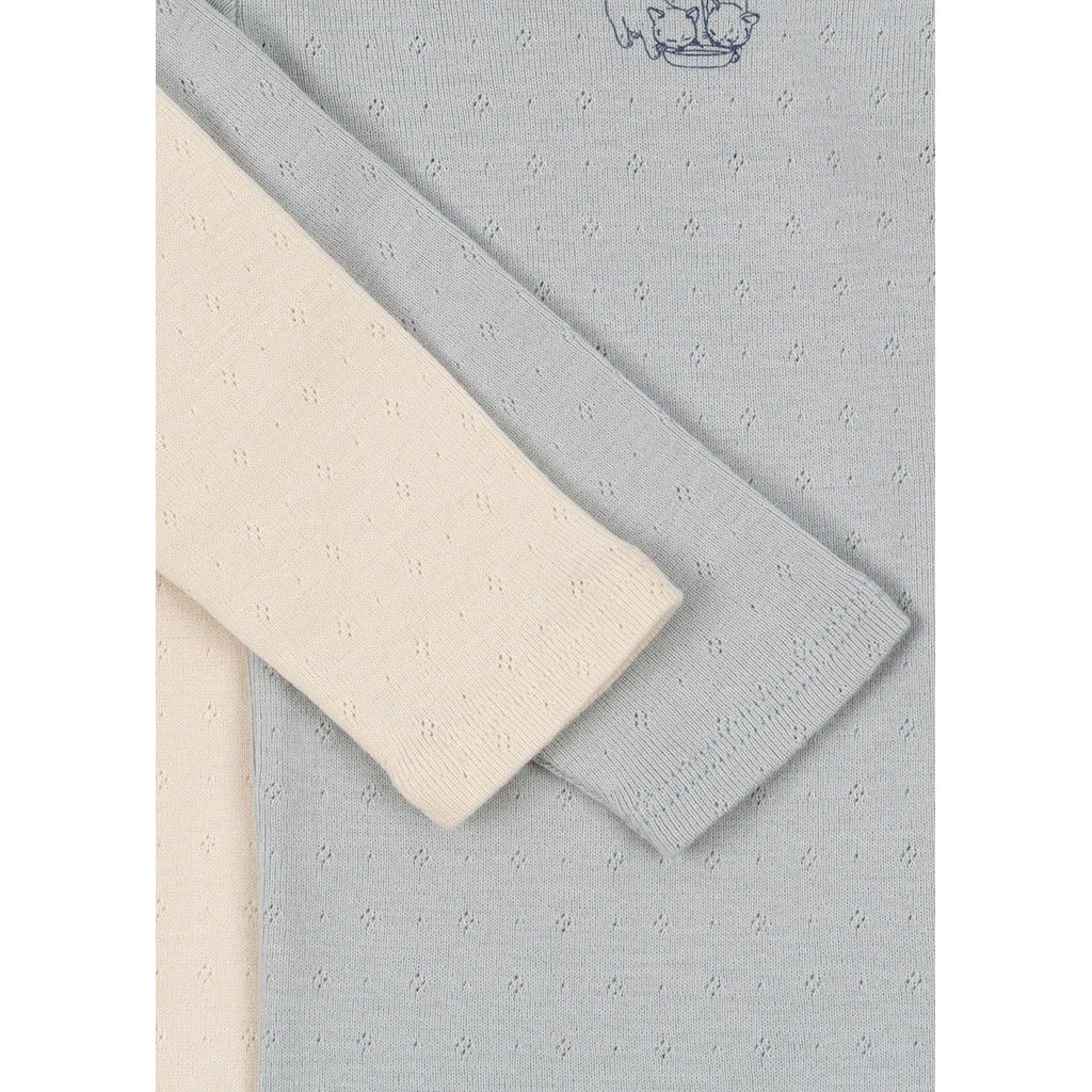Fanga Fontana Perla Bodystocking with Long Sleeves, 2-Pack - Buttercream/Pearl Blue - Size 0-9 Months