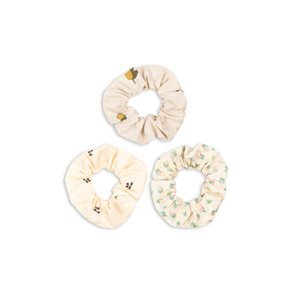 Konges Sløjd Hair Elastics, Set of 3 Large - Cherry/Lemon/Fleur Coloré