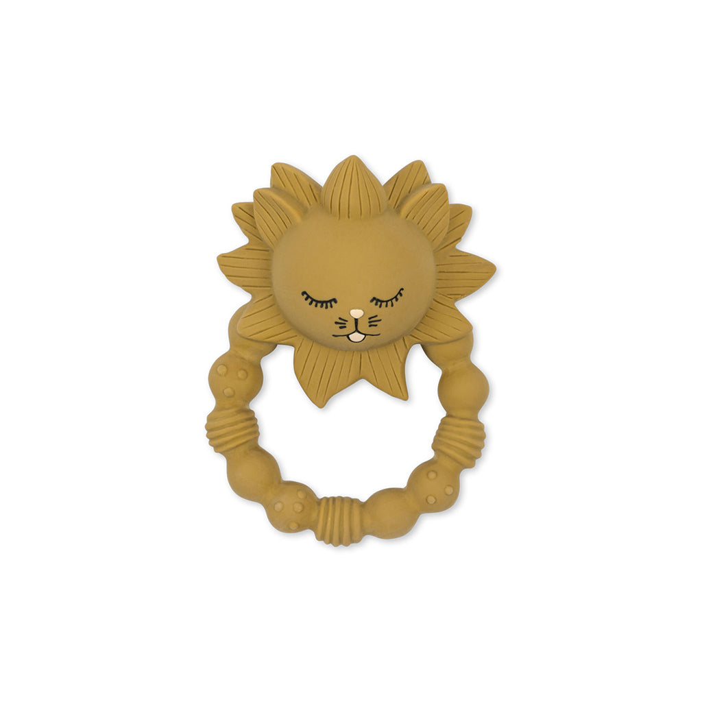 Konges Sløjd Natural Rubber Teething Ring, Lion - Mustard