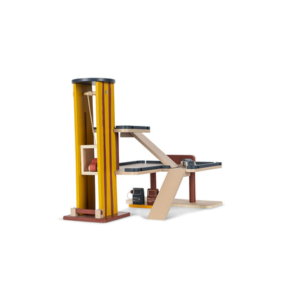 Konges Sløjd Wooden Car Garage with Helicopter Platform, Multi