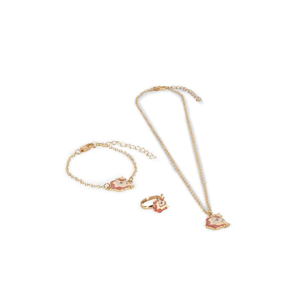 Konges Sløjd Jewelry Set: Necklace, Ring, and Bracelet - Unicorn