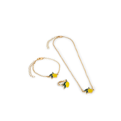 Konges Sløjd Jewelry Set: Necklace, Ring, and Bracelet - Lemon