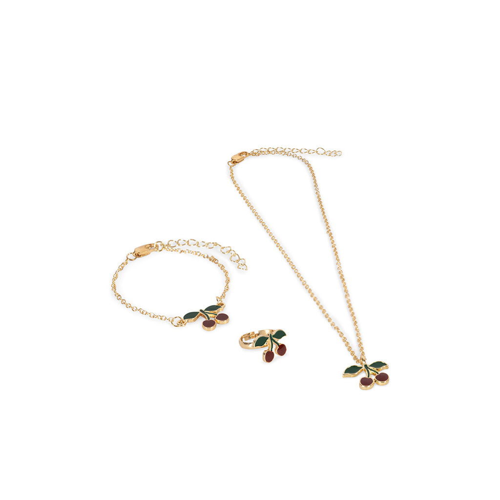 Konges Sløjd Jewelry Set, Necklace, Ring, and Bracelet - Cherry