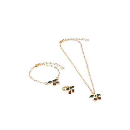 Konges Sløjd Jewelry Set, Necklace, Ring, and Bracelet - Cherry