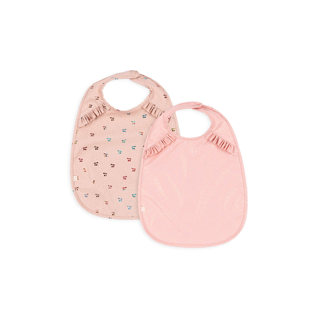 Konges Sløjd Bib with Ruffles, 2-Pack - Cherry Sparkle