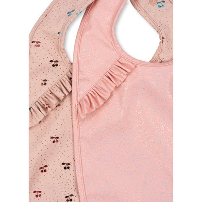 Konges Sløjd Bib with Ruffles, 2-Pack - Cherry Sparkle