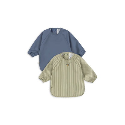 Konges Sløjd Konges Sløjd Dinner hagesmæk m. ærmer, 6 mdr. - 3 år - Tea stripe/ Flint stone