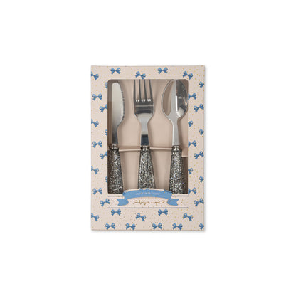 Konges Sløjd Glitter Stainless Steel Cutlery Set, Blue