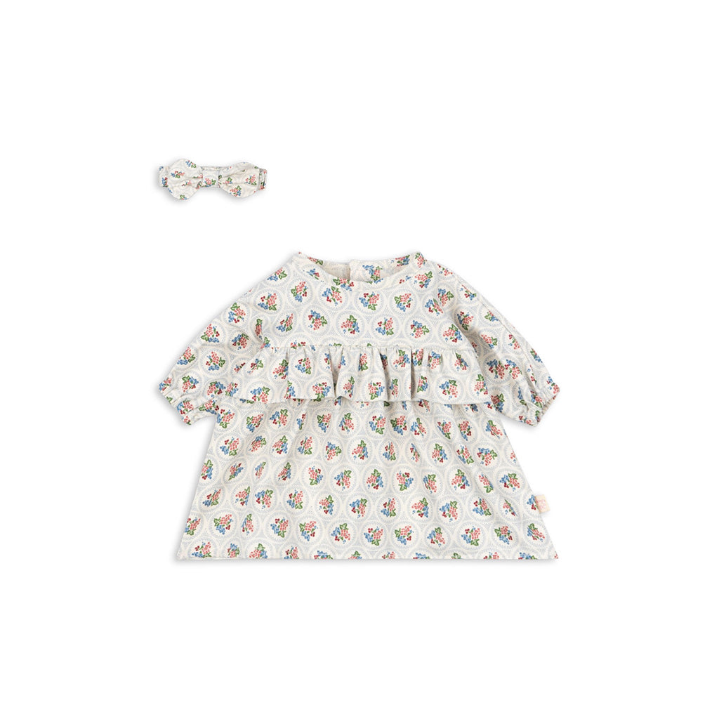 Konges Sløjd dukketøj, Kjole og hårbånd, GOTS - Verona blues