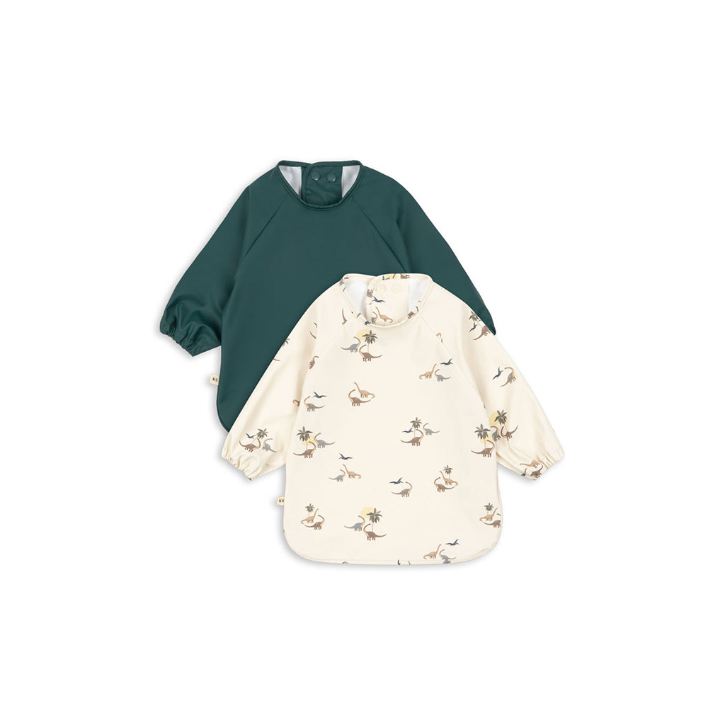 Konges Sløjd Dinner hagesmæk m. ærmer, 6 mdr.- 3 år - Kubi/ Rain forest