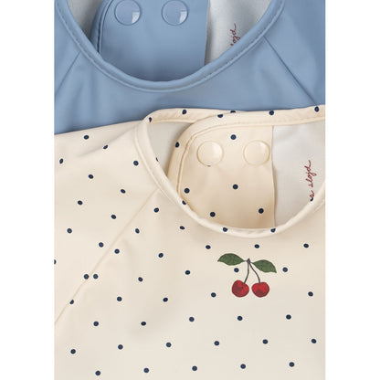 Konges Sløjd Dinner Bib with Sleeves, 6 months - 3 years - Navy Dot/Rain Washed