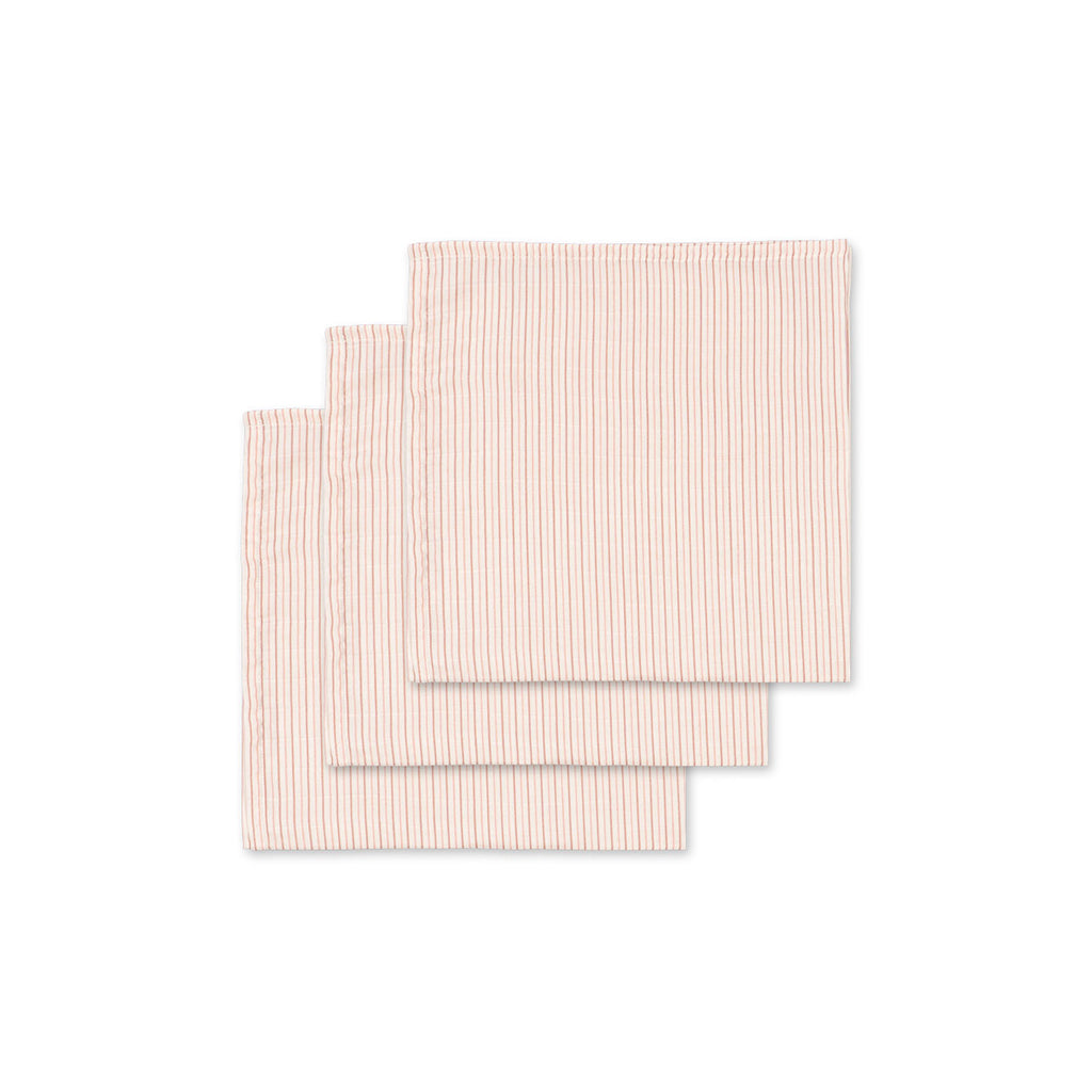 Konges Sløjd stofble, økologisk muslin, 3-pak - Stripe Petite Rose